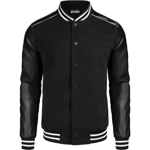 COOFANDY Mens Varsity Jacket Casual Leather Sleeve Baseball Letterman Bomber Jacket Coat