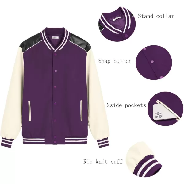 COOFANDY Mens Varsity Jacket Casual Leather Sleeve Baseball Letterman Bomber Jacket Coat