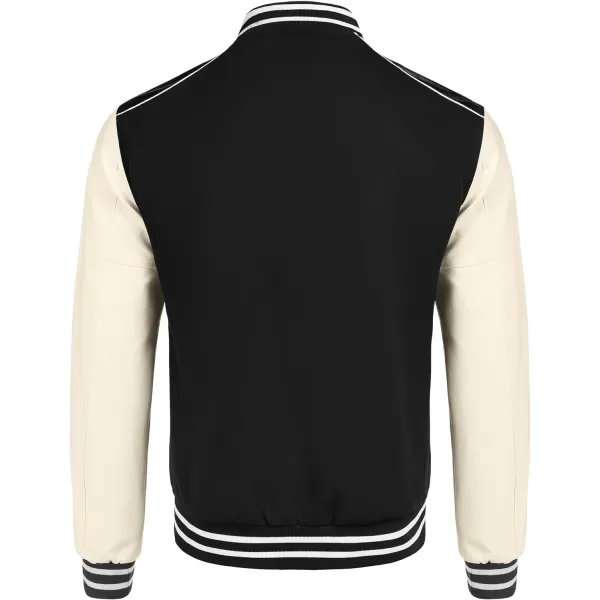 COOFANDY Mens Varsity Jacket Casual Leather Sleeve Baseball Letterman Bomber Jacket Coat
