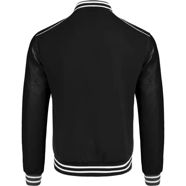 COOFANDY Mens Varsity Jacket Casual Leather Sleeve Baseball Letterman Bomber Jacket Coat