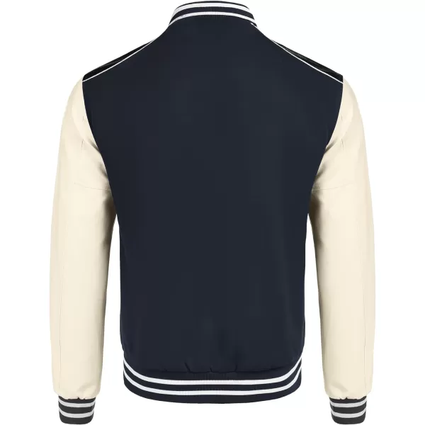COOFANDY Mens Varsity Jacket Casual Leather Sleeve Baseball Letterman Bomber Jacket Coat