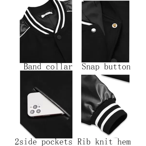 COOFANDY Mens Varsity Jacket Casual Leather Sleeve Baseball Letterman Bomber Jacket Coat