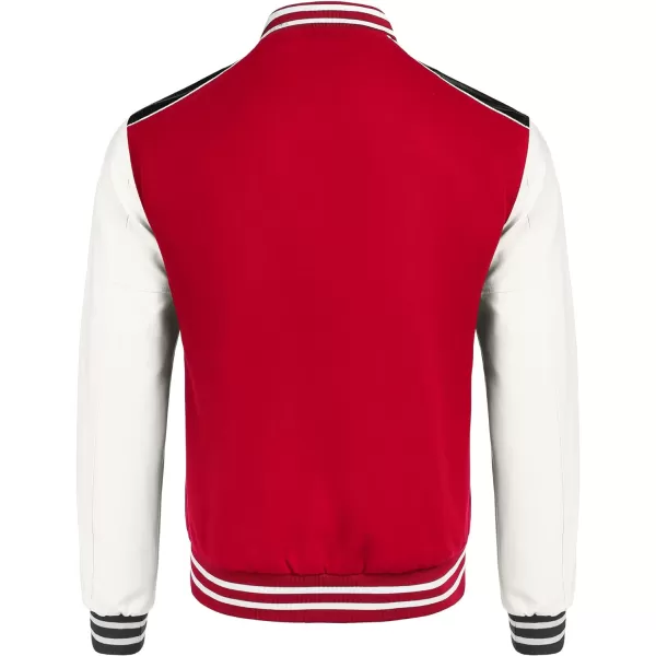 COOFANDY Mens Varsity Jacket Casual Leather Sleeve Baseball Letterman Bomber Jacket Coat