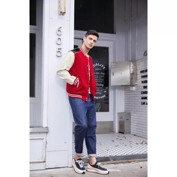 COOFANDY Mens Varsity Jacket Casual Leather Sleeve Baseball Letterman Bomber Jacket Coat
