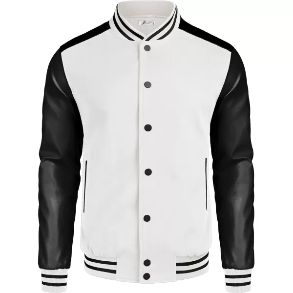 COOFANDY Mens Varsity Jacket Casual Leather Sleeve Baseball Letterman Bomber Jacket Coat