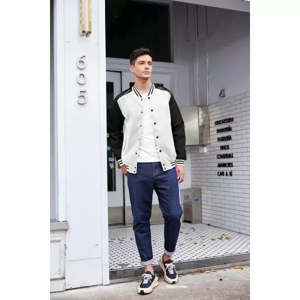 COOFANDY Mens Varsity Jacket Casual Leather Sleeve Baseball Letterman Bomber Jacket Coat