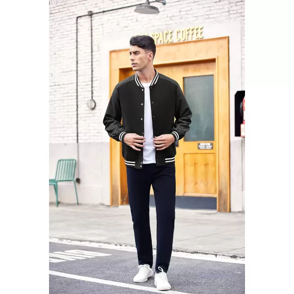 COOFANDY Mens Varsity Jacket Casual Leather Sleeve Baseball Letterman Bomber Jacket Coat