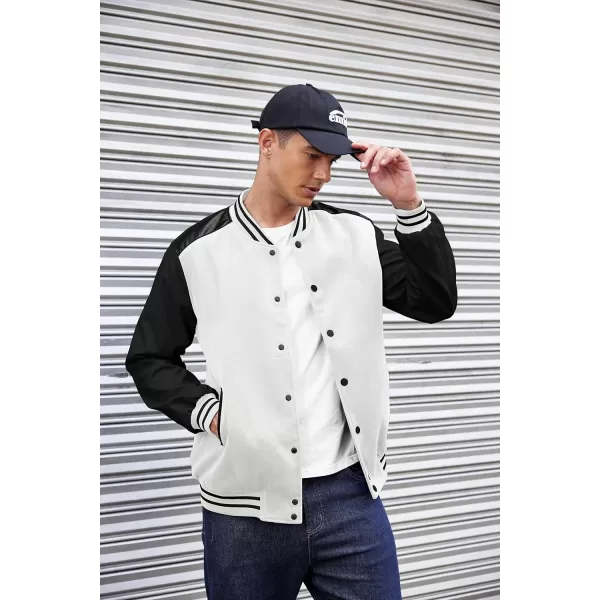 COOFANDY Mens Varsity Jacket Casual Leather Sleeve Baseball Letterman Bomber Jacket Coat