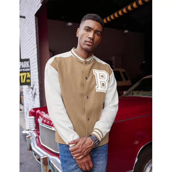 COOFANDY Men's Varsity Jackets Wool Blend Letterman Baseball Lightweight Bomber Jacket