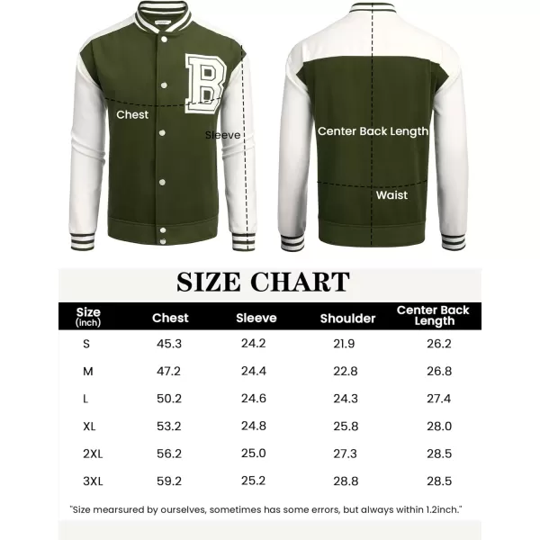 COOFANDY Men's Varsity Jackets Wool Blend Letterman Baseball Lightweight Bomber Jacket