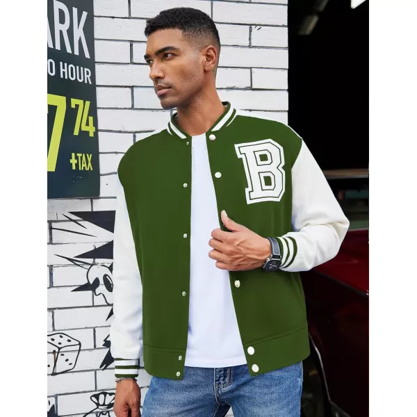 COOFANDY Men's Varsity Jackets Wool Blend Letterman Baseball Lightweight Bomber Jacket