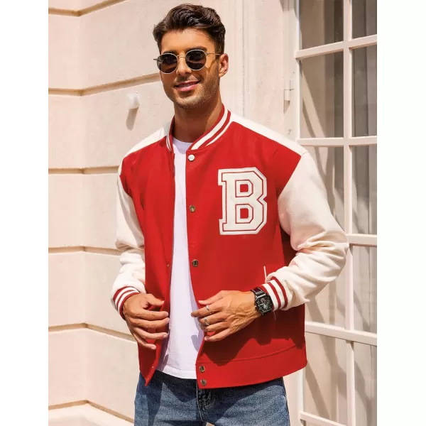 COOFANDY Men's Varsity Jackets Wool Blend Letterman Baseball Lightweight Bomber Jacket