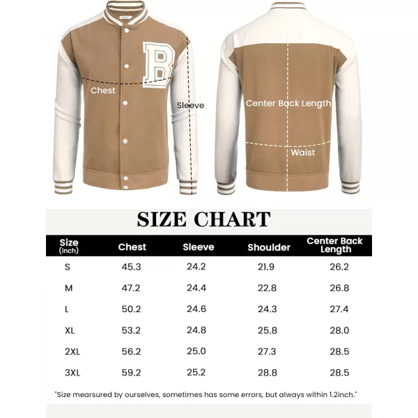 COOFANDY Men's Varsity Jackets Wool Blend Letterman Baseball Lightweight Bomber Jacket