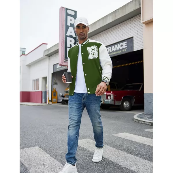 COOFANDY Men's Varsity Jackets Wool Blend Letterman Baseball Lightweight Bomber Jacket