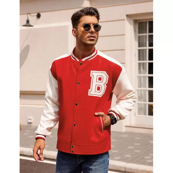 COOFANDY Men's Varsity Jackets Wool Blend Letterman Baseball Lightweight Bomber Jacket