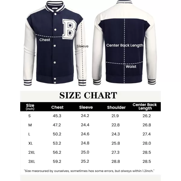 COOFANDY Men's Varsity Jackets Wool Blend Letterman Baseball Lightweight Bomber Jacket