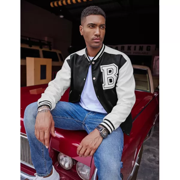 COOFANDY Men's Varsity Jackets Wool Blend Letterman Baseball Lightweight Bomber Jacket