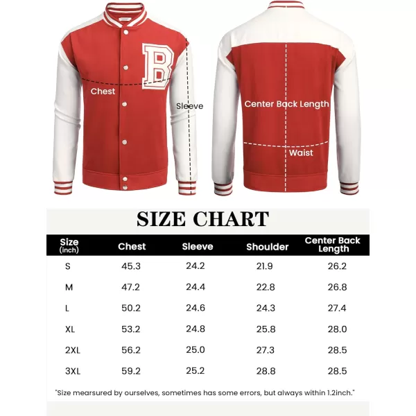 COOFANDY Men's Varsity Jackets Wool Blend Letterman Baseball Lightweight Bomber Jacket