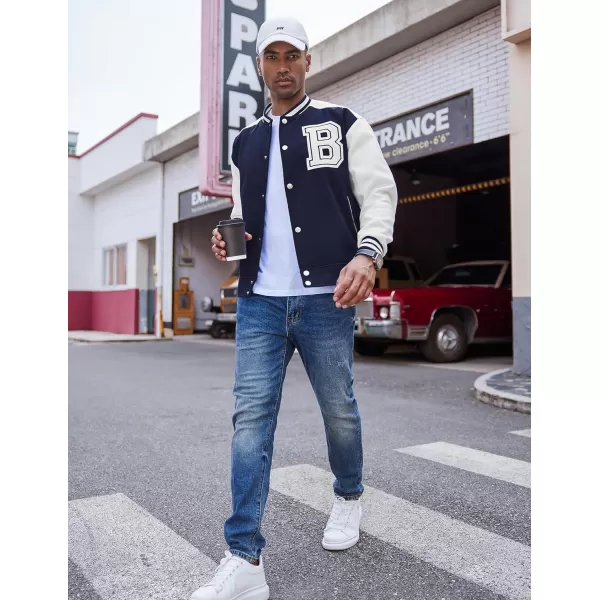 COOFANDY Men's Varsity Jackets Wool Blend Letterman Baseball Lightweight Bomber Jacket