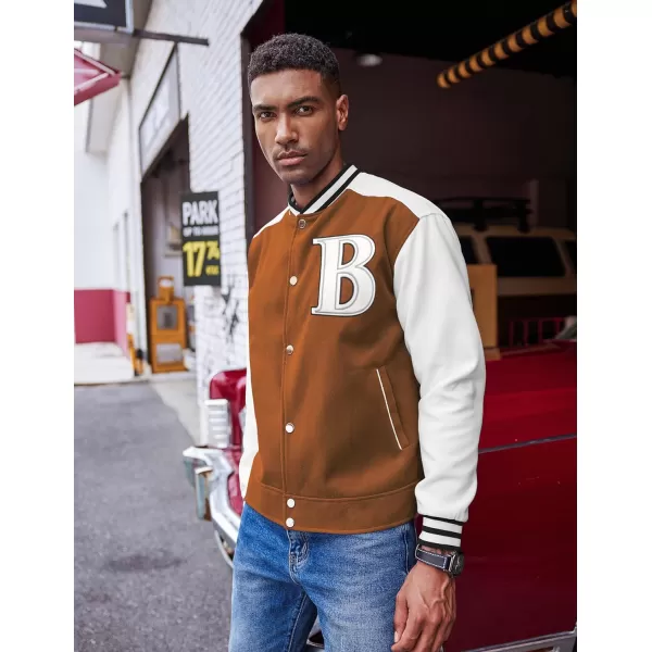 COOFANDY Men's Varsity Jackets Wool Blend Letterman Baseball Lightweight Bomber Jacket