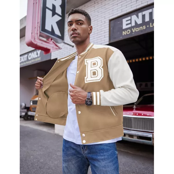 COOFANDY Men's Varsity Jackets Wool Blend Letterman Baseball Lightweight Bomber Jacket