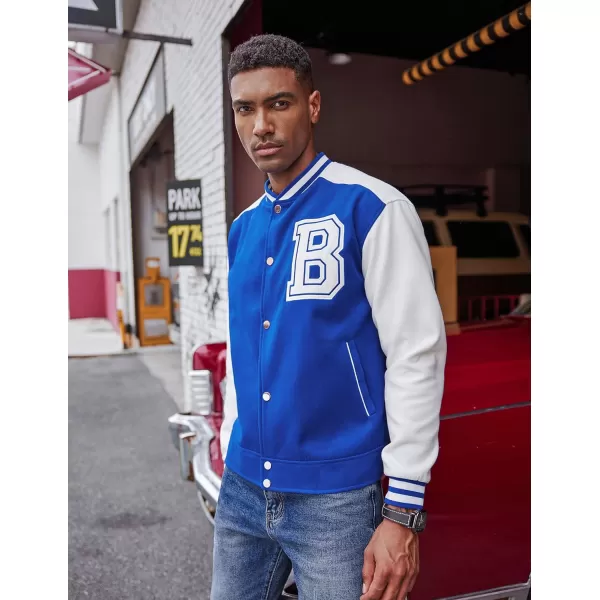 COOFANDY Men's Varsity Jackets Wool Blend Letterman Baseball Lightweight Bomber Jacket