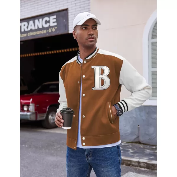 COOFANDY Men's Varsity Jackets Wool Blend Letterman Baseball Lightweight Bomber Jacket