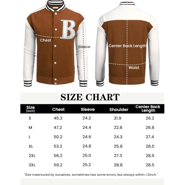 COOFANDY Men's Varsity Jackets Wool Blend Letterman Baseball Lightweight Bomber Jacket