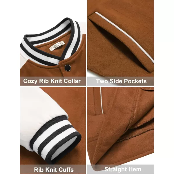 COOFANDY Men's Varsity Jackets Wool Blend Letterman Baseball Lightweight Bomber Jacket