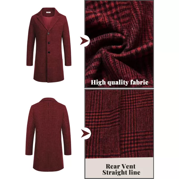 COOFANDY Mens Wool Blend Coat Winter Trench Coats Notched Lapel Collar Single Breasted Overcoat Classic Peacoat With Pockets