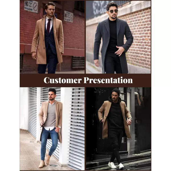 COOFANDY Mens Wool Blend Coat Winter Trench Coats Notched Lapel Collar Single Breasted Overcoat Classic Peacoat With Pockets
