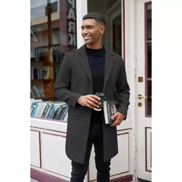 COOFANDY Mens Wool Blend Coat Winter Trench Coats Notched Lapel Collar Single Breasted Overcoat Classic Peacoat With Pockets