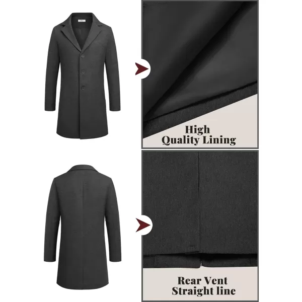 COOFANDY Mens Wool Blend Coat Winter Trench Coats Notched Lapel Collar Single Breasted Overcoat Classic Peacoat With Pockets