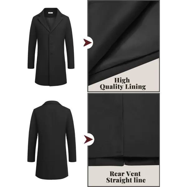 COOFANDY Mens Wool Blend Coat Winter Trench Coats Notched Lapel Collar Single Breasted Overcoat Classic Peacoat With Pockets