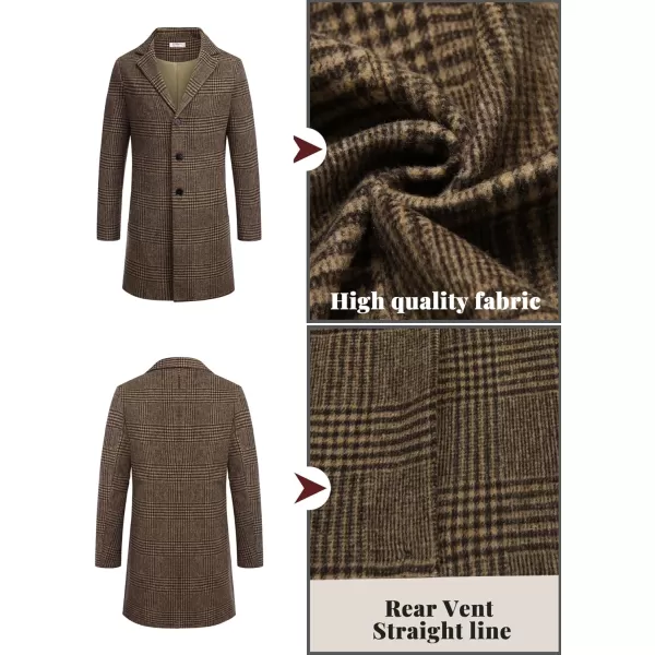 COOFANDY Mens Wool Blend Coat Winter Trench Coats Notched Lapel Collar Single Breasted Overcoat Classic Peacoat With Pockets
