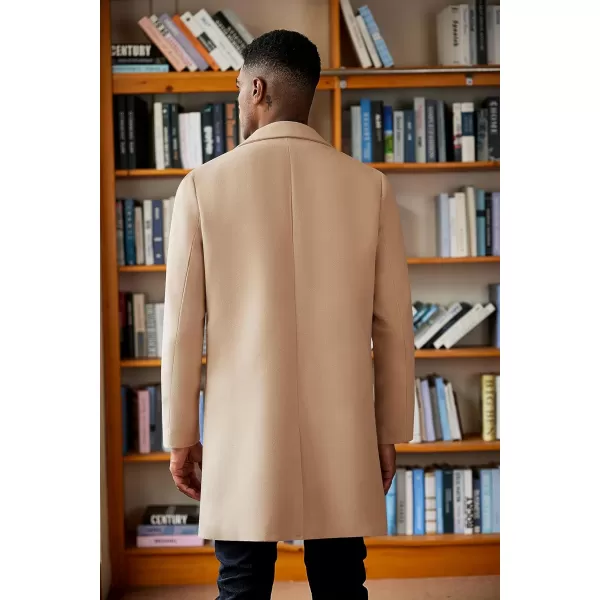 COOFANDY Mens Wool Blend Coat Winter Trench Coats Notched Lapel Collar Single Breasted Overcoat Classic Peacoat With Pockets