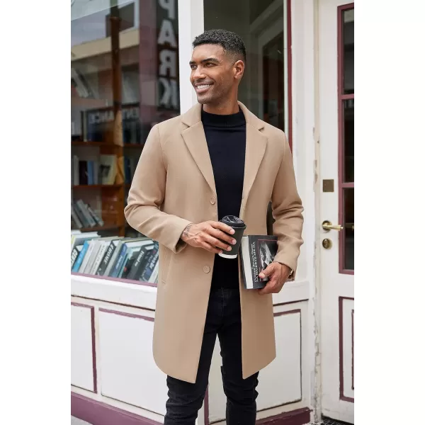 COOFANDY Mens Wool Blend Coat Winter Trench Coats Notched Lapel Collar Single Breasted Overcoat Classic Peacoat With Pockets