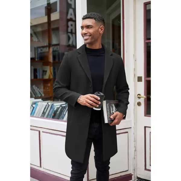COOFANDY Mens Wool Blend Coat Winter Trench Coats Notched Lapel Collar Single Breasted Overcoat Classic Peacoat With Pockets