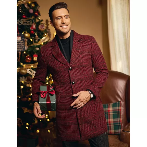 COOFANDY Mens Wool Blend Coat Winter Trench Coats Notched Lapel Collar Single Breasted Overcoat Classic Peacoat With Pockets