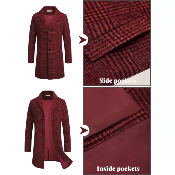 COOFANDY Mens Wool Blend Coat Winter Trench Coats Notched Lapel Collar Single Breasted Overcoat Classic Peacoat With Pockets
