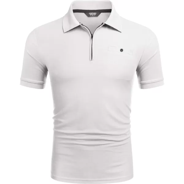 COOFANDY Men's Zipper Polo Shirts Short Sleeve Golf Shirt Slim Fit Casual T Shirts with Pocket