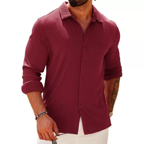 COOFANDY Athletic Fit Dress Shirts for Men Ribbed Knit Textured Button Down Shirts