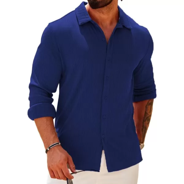 COOFANDY Athletic Fit Dress Shirts for Men Ribbed Knit Textured Button Down Shirts