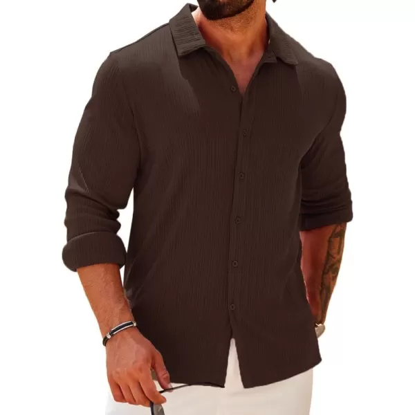 COOFANDY Athletic Fit Dress Shirts for Men Ribbed Knit Textured Button Down Shirts