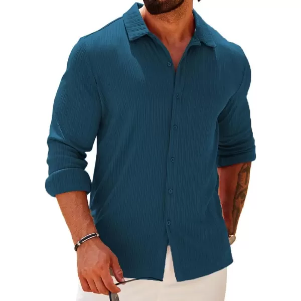COOFANDY Athletic Fit Dress Shirts for Men Ribbed Knit Textured Button Down Shirts