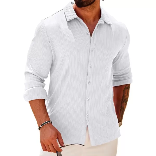 COOFANDY Athletic Fit Dress Shirts for Men Ribbed Knit Textured Button Down Shirts
