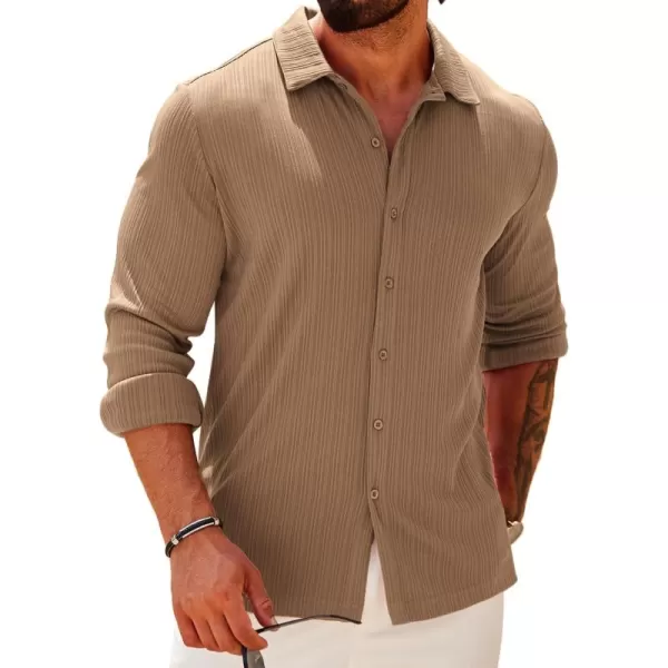 COOFANDY Athletic Fit Dress Shirts for Men Ribbed Knit Textured Button Down Shirts