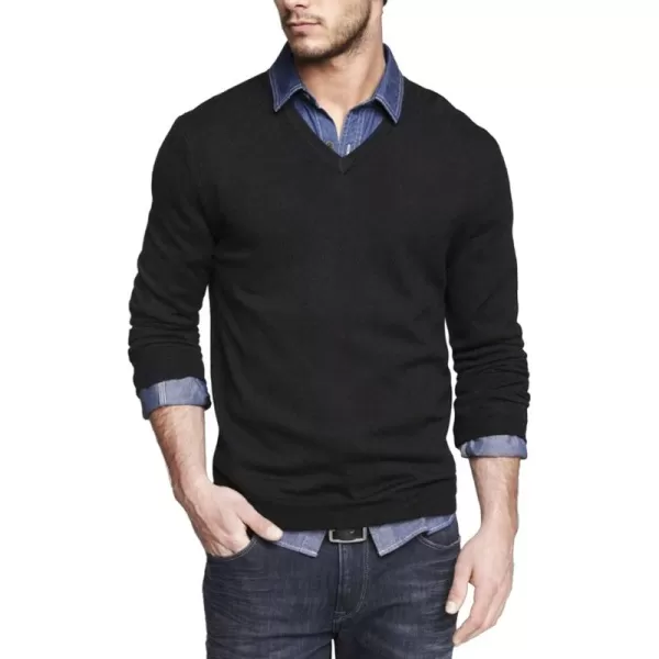 COOFANDY Men Casual V Neck Sweater Ribbed Knit Slim Fit Long Sleeve Pullover Top