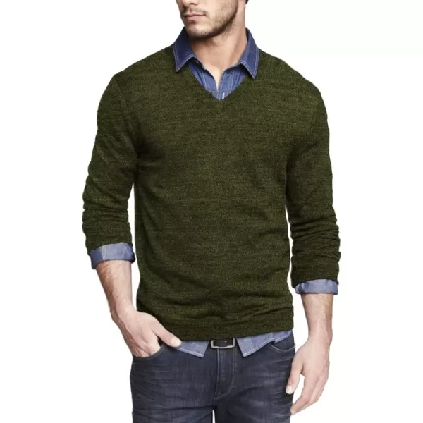 COOFANDY Men Casual V Neck Sweater Ribbed Knit Slim Fit Long Sleeve Pullover Top