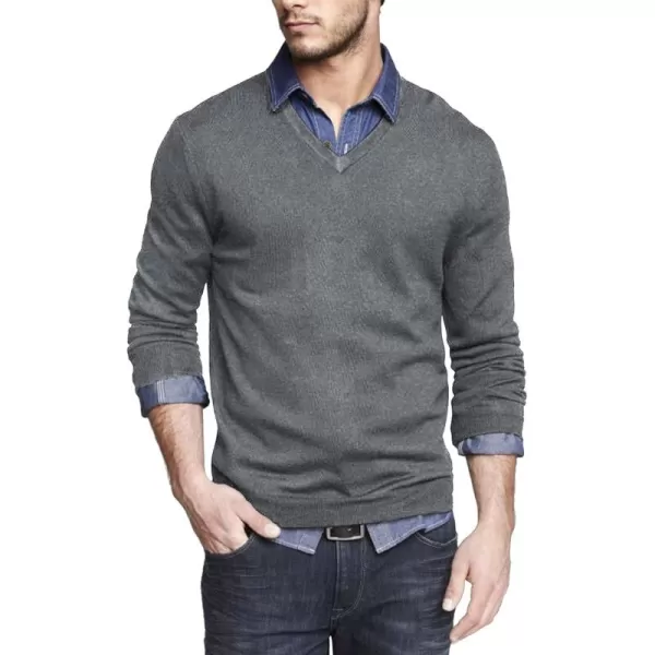 COOFANDY Men Casual V Neck Sweater Ribbed Knit Slim Fit Long Sleeve Pullover Top